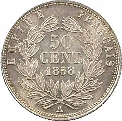 Large Reverse for 50 Centimes 1858 coin