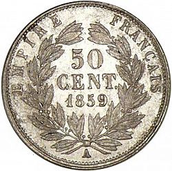 Large Reverse for 50 Centimes 1859 coin