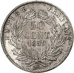 Large Reverse for 50 Centimes 1859 coin