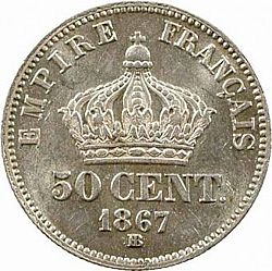 Large Reverse for 50 Centimes 1867 coin