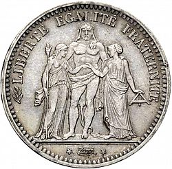 Large Obverse for 5 Francs 1849 coin