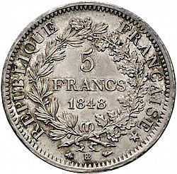 Large Reverse for 5 Francs 1848 coin