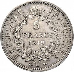 Large Reverse for 5 Francs 1849 coin