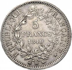 Large Reverse for 5 Francs 1849 coin