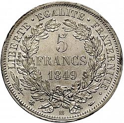 Large Reverse for 5 Francs 1849 coin