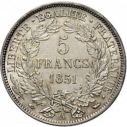 Large Reverse for 5 Francs 1851 coin