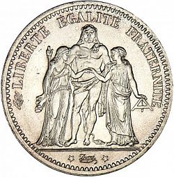 Large Obverse for 5 Francs 1874 coin