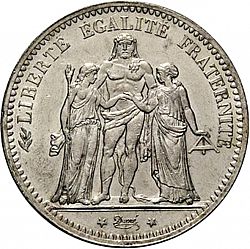 Large Obverse for 5 Francs 1875 coin