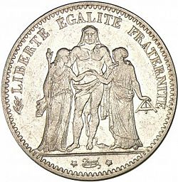 Large Obverse for 5 Francs 1877 coin