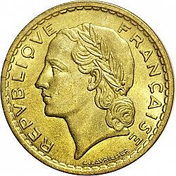 Large Obverse for 5 Francs 1940 coin