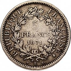 Large Reverse for 5 Francs 1871 coin