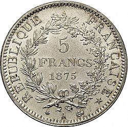 Large Reverse for 5 Francs 1875 coin