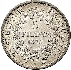 Large Reverse for 5 Francs 1876 coin