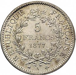 Large Reverse for 5 Francs 1877 coin