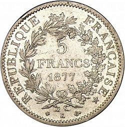 Large Reverse for 5 Francs 1877 coin