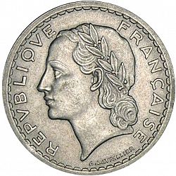 Large Obverse for 5 Francs 1948 coin