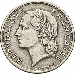 Large Obverse for 5 Francs 1952 coin