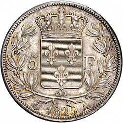 Large Reverse for 5 Francs 1825 coin