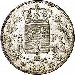 Large Reverse for 5 Francs 1827 coin
