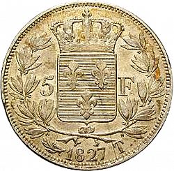 Large Reverse for 5 Francs 1827 coin