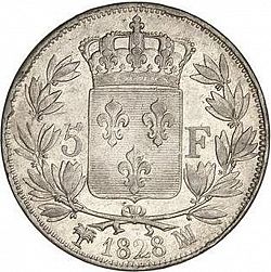 Large Reverse for 5 Francs 1828 coin