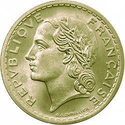 Large Obverse for 5 Francs 1946 coin