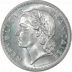 Large Obverse for 5 Francs 1946 coin