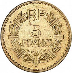 Large Reverse for 5 Francs 1945 coin
