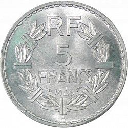 Large Reverse for 5 Francs 1946 coin