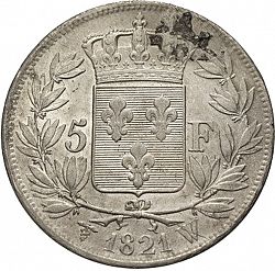 Large Reverse for 5 Francs 1821 coin