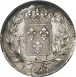 Large Reverse for 5 Francs 1823 coin