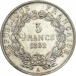 Large Reverse for 5 Francs 1852 coin