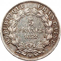 Large Reverse for 5 Francs 1852 coin