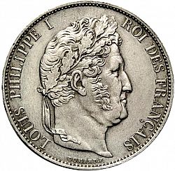 Large Obverse for 5 Francs 1844 coin