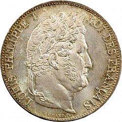Large Obverse for 5 Francs 1845 coin