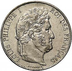Large Obverse for 5 Francs 1845 coin