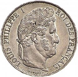 Large Obverse for 5 Francs 1847 coin