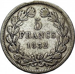 Large Reverse for 5 Francs 1832 coin