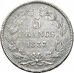 Large Reverse for 5 Francs 1833 coin
