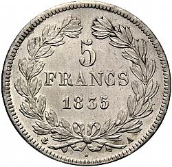 Large Reverse for 5 Francs 1835 coin