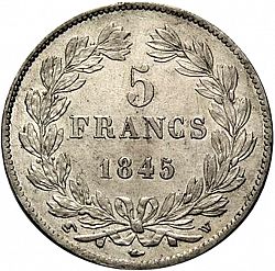 Large Reverse for 5 Francs 1845 coin