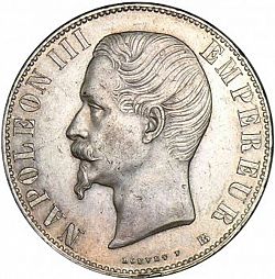Large Obverse for 5 Francs 1856 coin