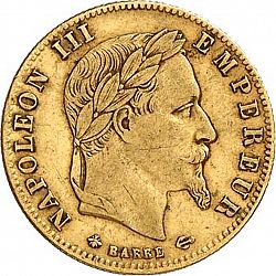 Large Obverse for 5 Francs 1865 coin