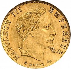 Large Obverse for 5 Francs 1865 coin