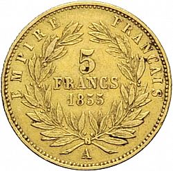 Large Reverse for 5 Francs 1855 coin