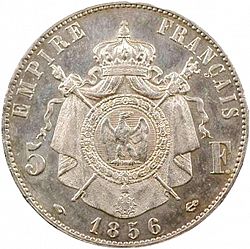 Large Reverse for 5 Francs 1856 coin