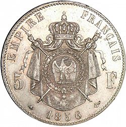 Large Reverse for 5 Francs 1856 coin