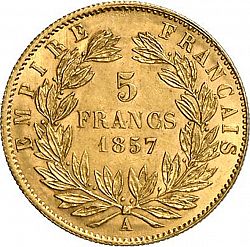 Large Reverse for 5 Francs 1857 coin