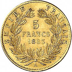 Large Reverse for 5 Francs 1863 coin