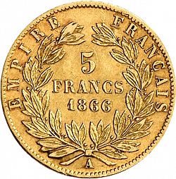 Large Reverse for 5 Francs 1866 coin